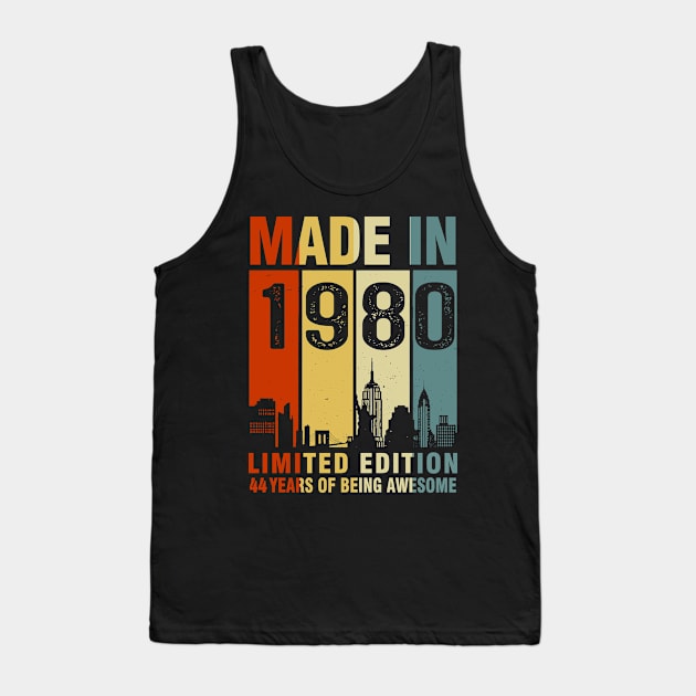 Made In 1980 44th Birthday 44 Years Old Tank Top by Kontjo